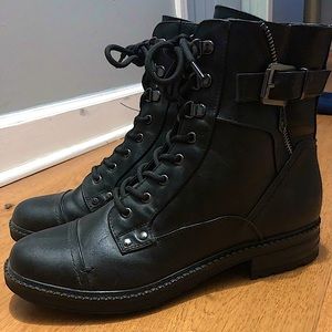 Black Leather Combat/Moto Boots